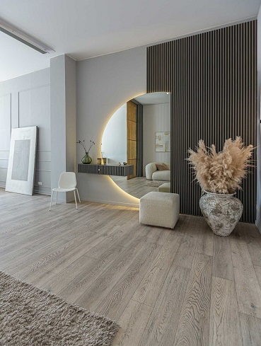 Luxury living room and open kitchen interior by Aadya Interiors & Infrastructure designed for comfort, lifestyle and maximum usability in Hyderabad.