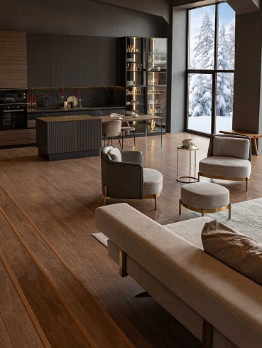 Luxury TV unit and wall panel interior by Aadya Interiors & Infrastructure showcasing elegant and long-lasting interior solutions in Hyderabad.