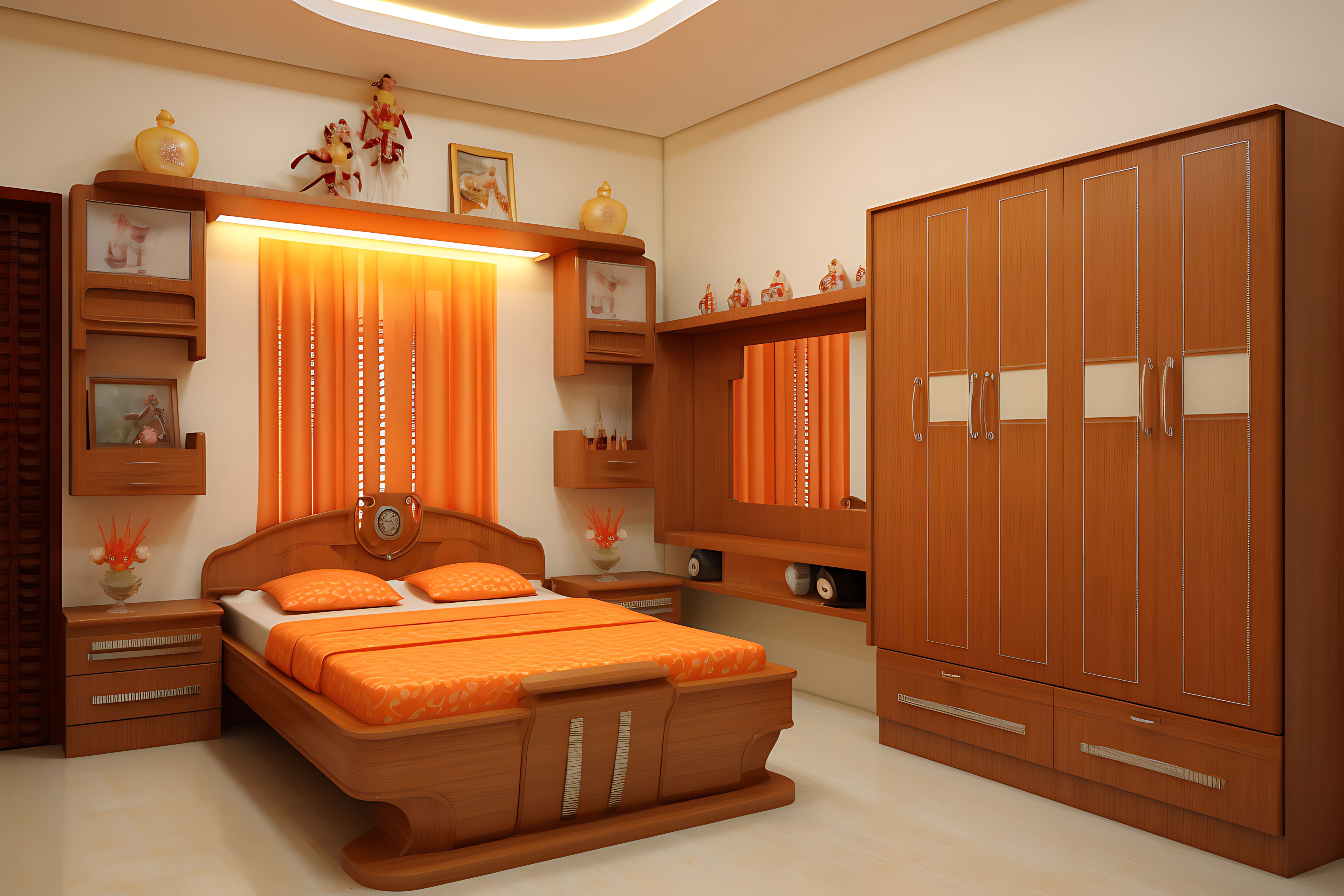 Modern wooden wardrobe design with vertical panel doors