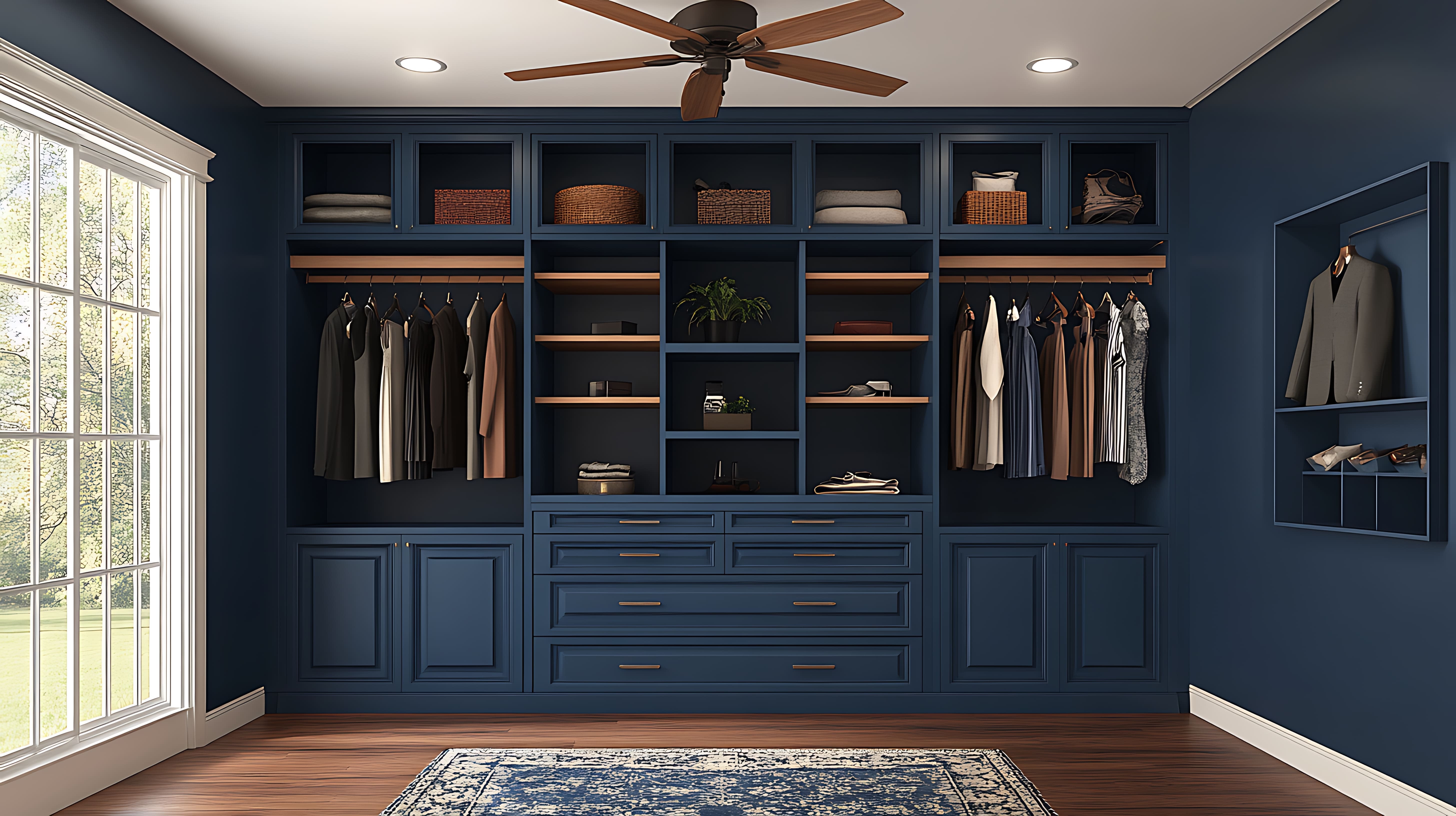 Stylish blue wardrobe interior designing